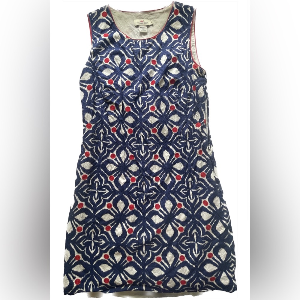 Vineyard Vines Red, White and Blue Whale Tail Shift Dress